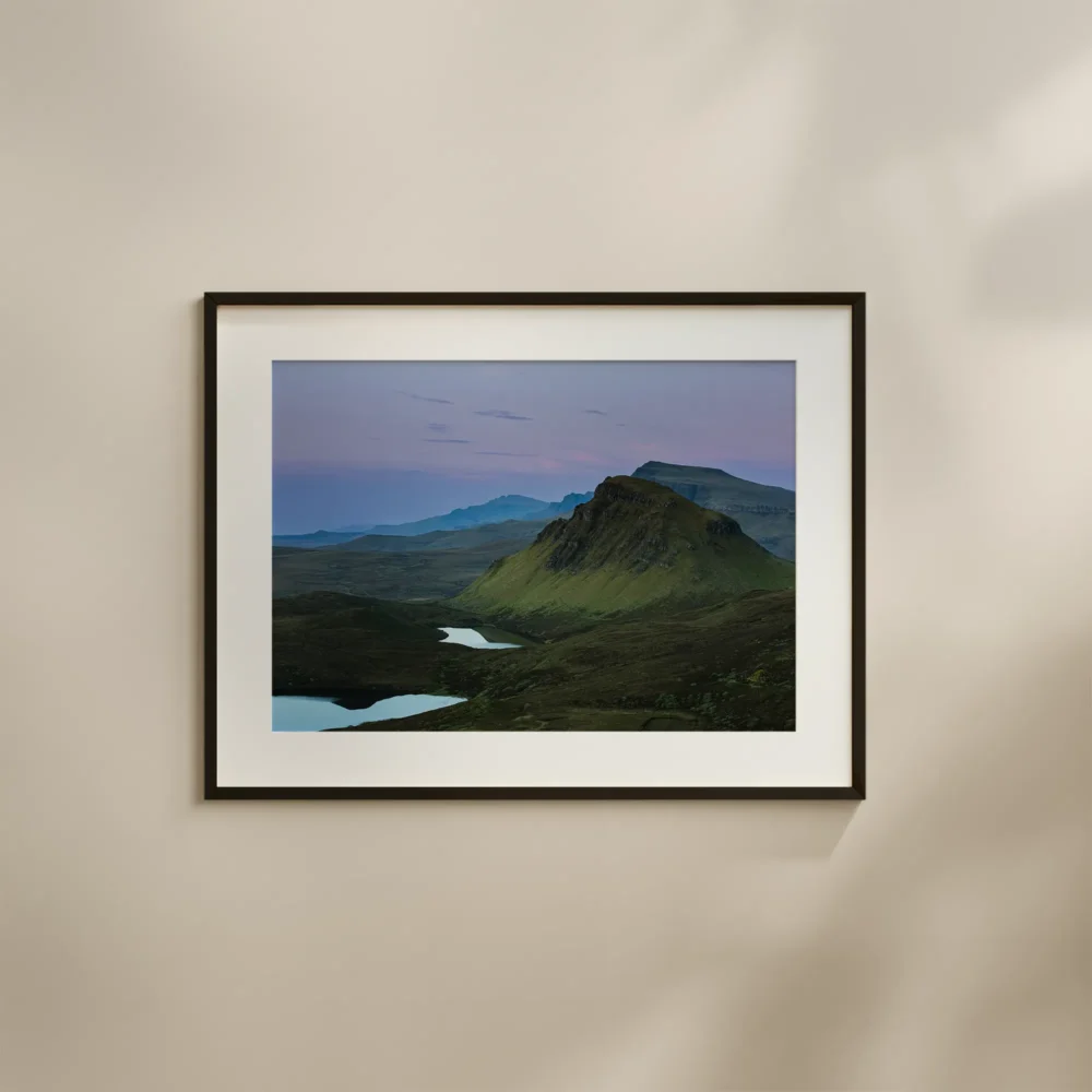 Cleat - Trotternish Ridge Dawn print depicting the landscape moments before the sun rises above the horizon.